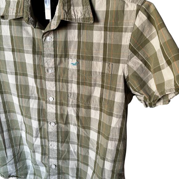 Hollister Button Shirt Mens Large Plaid Green Collared Short Sleeve Y2K Top - Picture 4 of 8